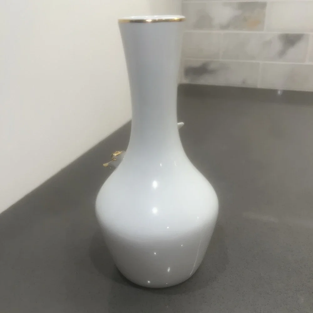 White Porcelain & Gold Vase by I. W. Rice 